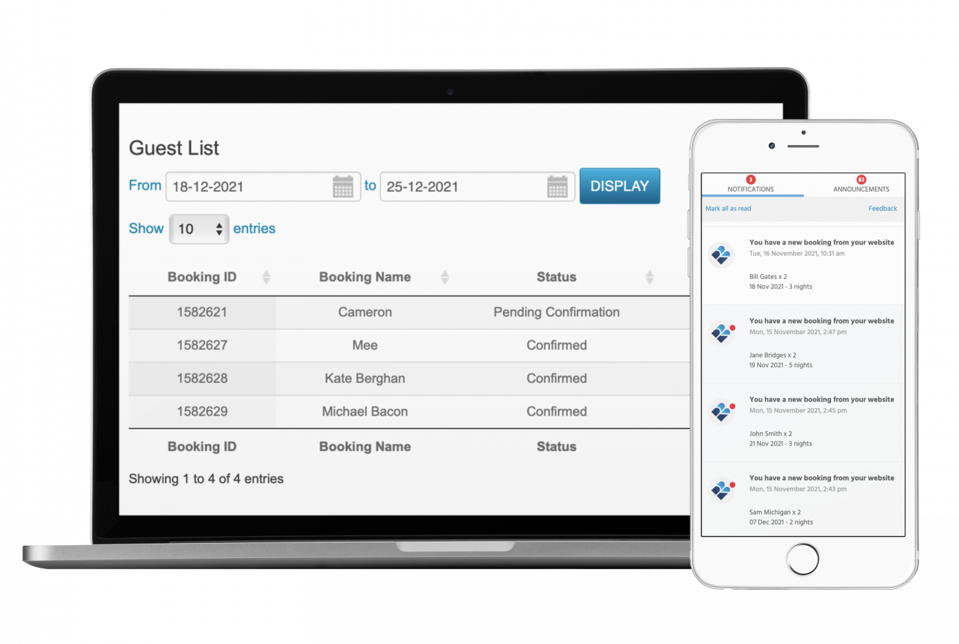 ResBook PMS mobile-friendly
